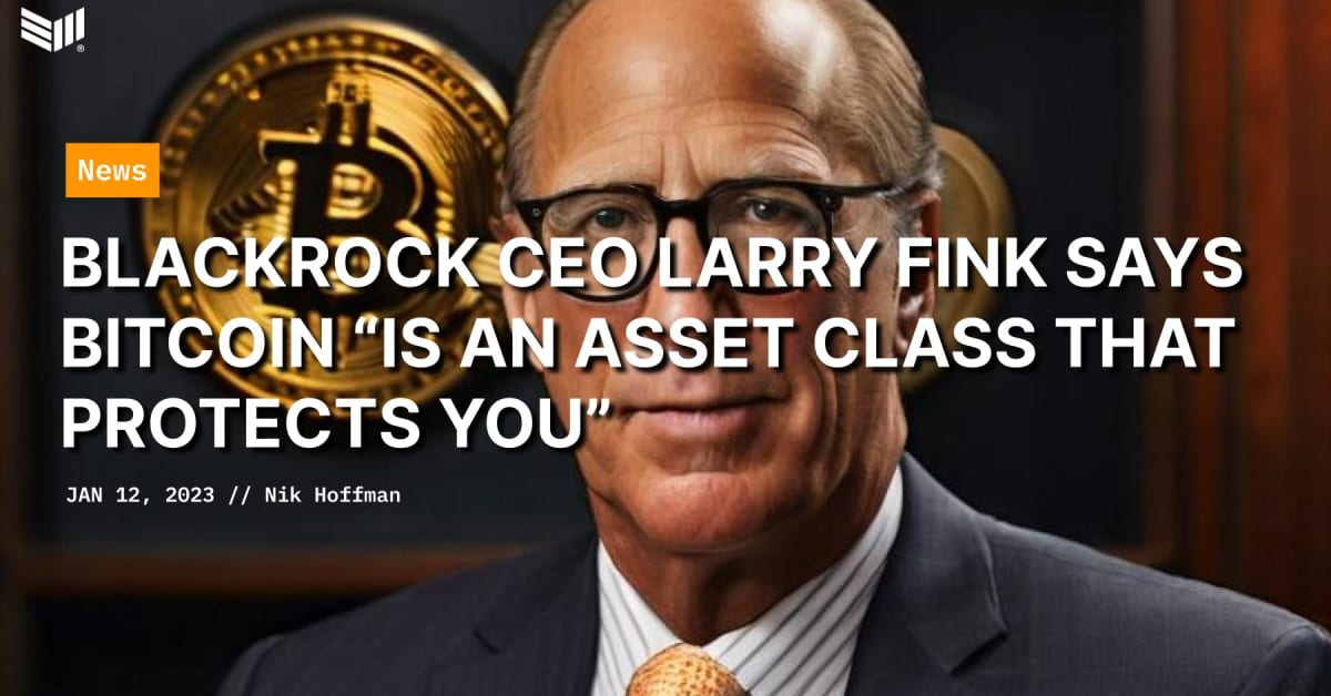 BlackRock CEO Larry Fink Says Bitcoin "Is An Asset Class That Protects You"