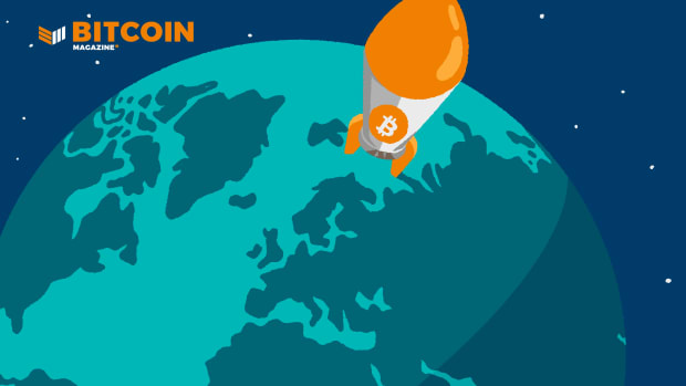 Bitcoin adoption is like a rocket ship flying to the moon in outer space. Top photo