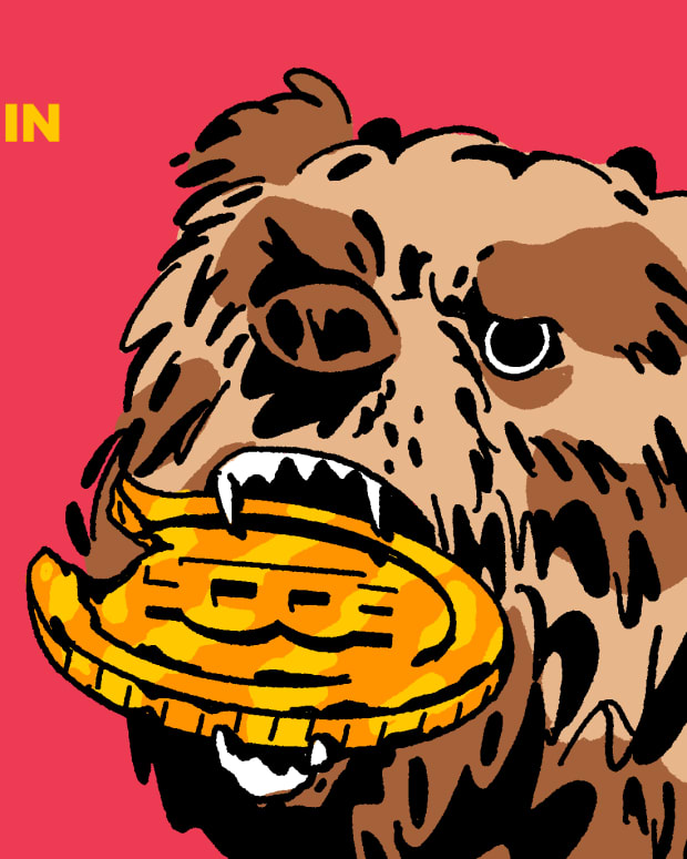 In a bear market, the bitcoin price is lower and the asset gets eaten. Top photo