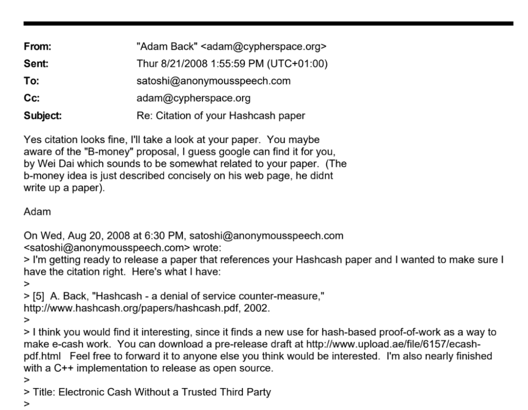 screenshot 2024 02 22 at 121735pm Read Adam Back's full emails with Bitcoin creator Satoshi Nakamoto