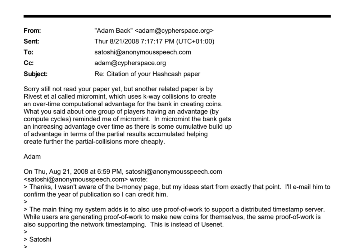 screenshot 2024 02 22 at 121800pm Read Adam Back's full emails with Bitcoin creator Satoshi Nakamoto