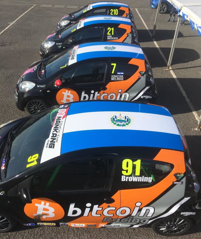 El Salvador bitcoin racing team cars