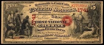 five dollar bill old