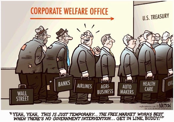 “Corporate Welfare” by RJ Matson (Source: Distributed to subscribers for publication by Cagle Cartoons, Inc.)