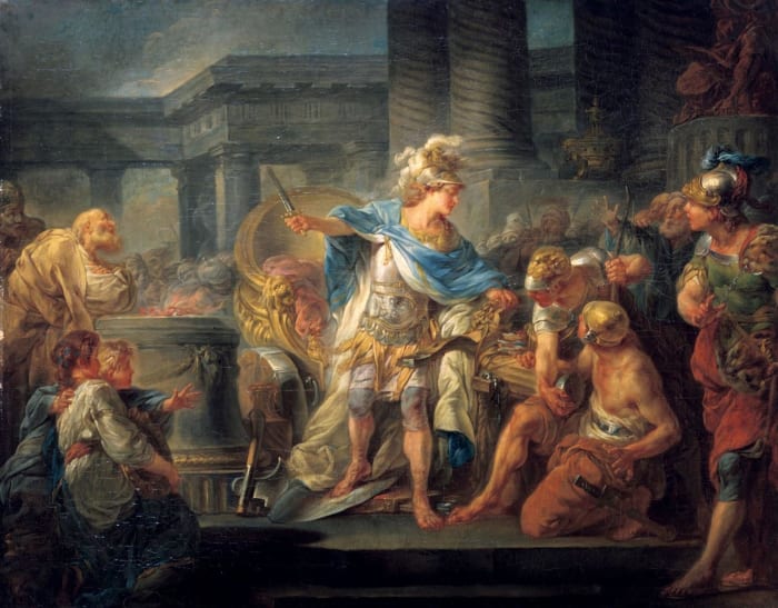 Alexander the Great cutting the Gordian knot