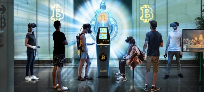bitcoin und der aufstieg von bitcoin digital art atm photo