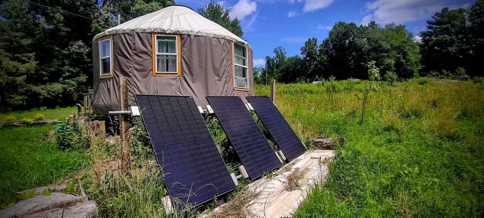 yurt solar panels powering