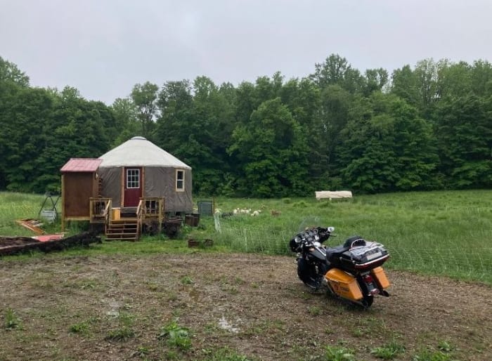 yurt captain sidd stayed In motorcycle