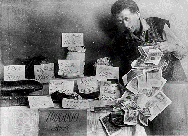 Banknotes used as wallpaper (Source).