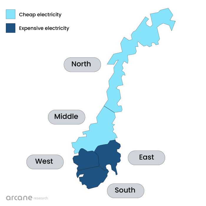 Norways electricity price zones