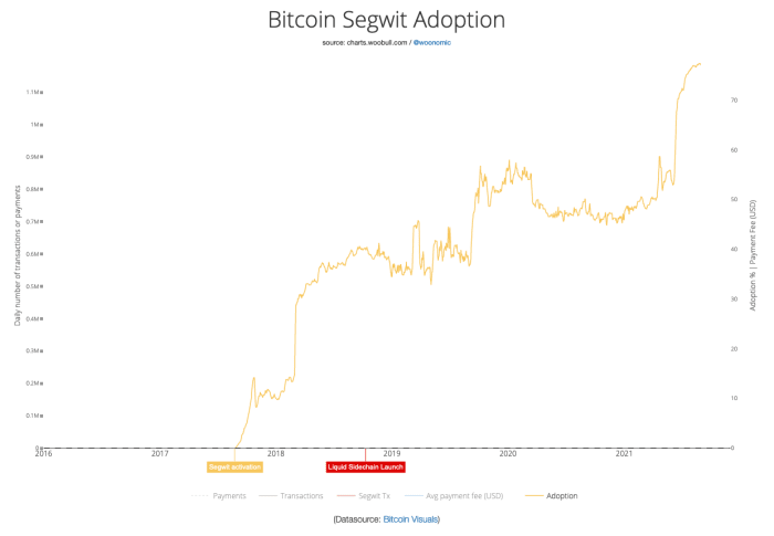 Figure 3: Bitcoin Segwit adoption (Source).