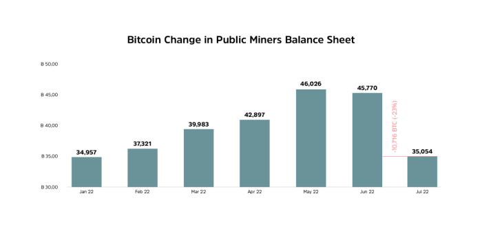 Bitcoin-Änderung in der Bilanz der öffentlichen Bergleute