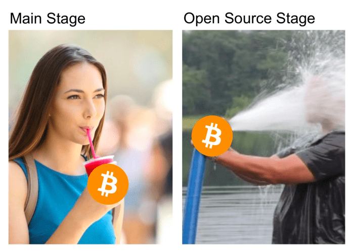 main stage open source stage meme bitcoin 2022