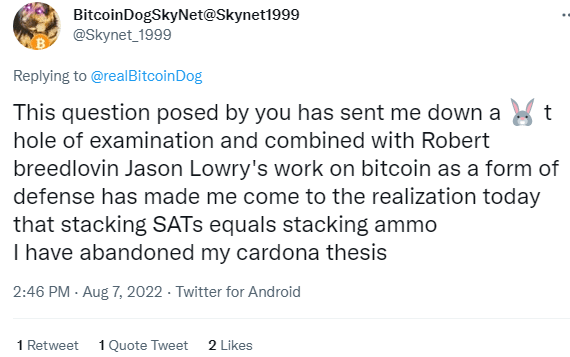 Acquiring bitcoin by any means necessary is not a moral position.  Trading altcoins in order to stack more sats does not fit with Bitcoin Maximalism.