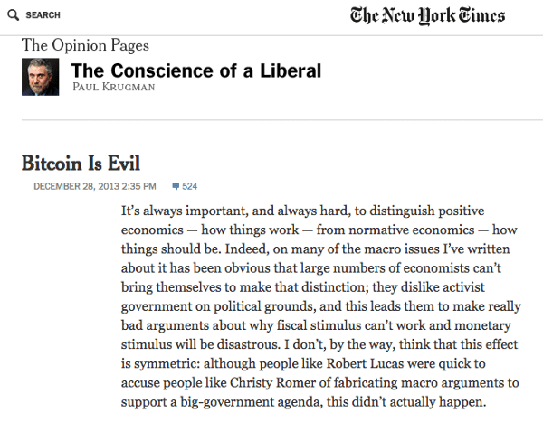 The Conscience of a liberal bitcoin is evil Paul Krugman