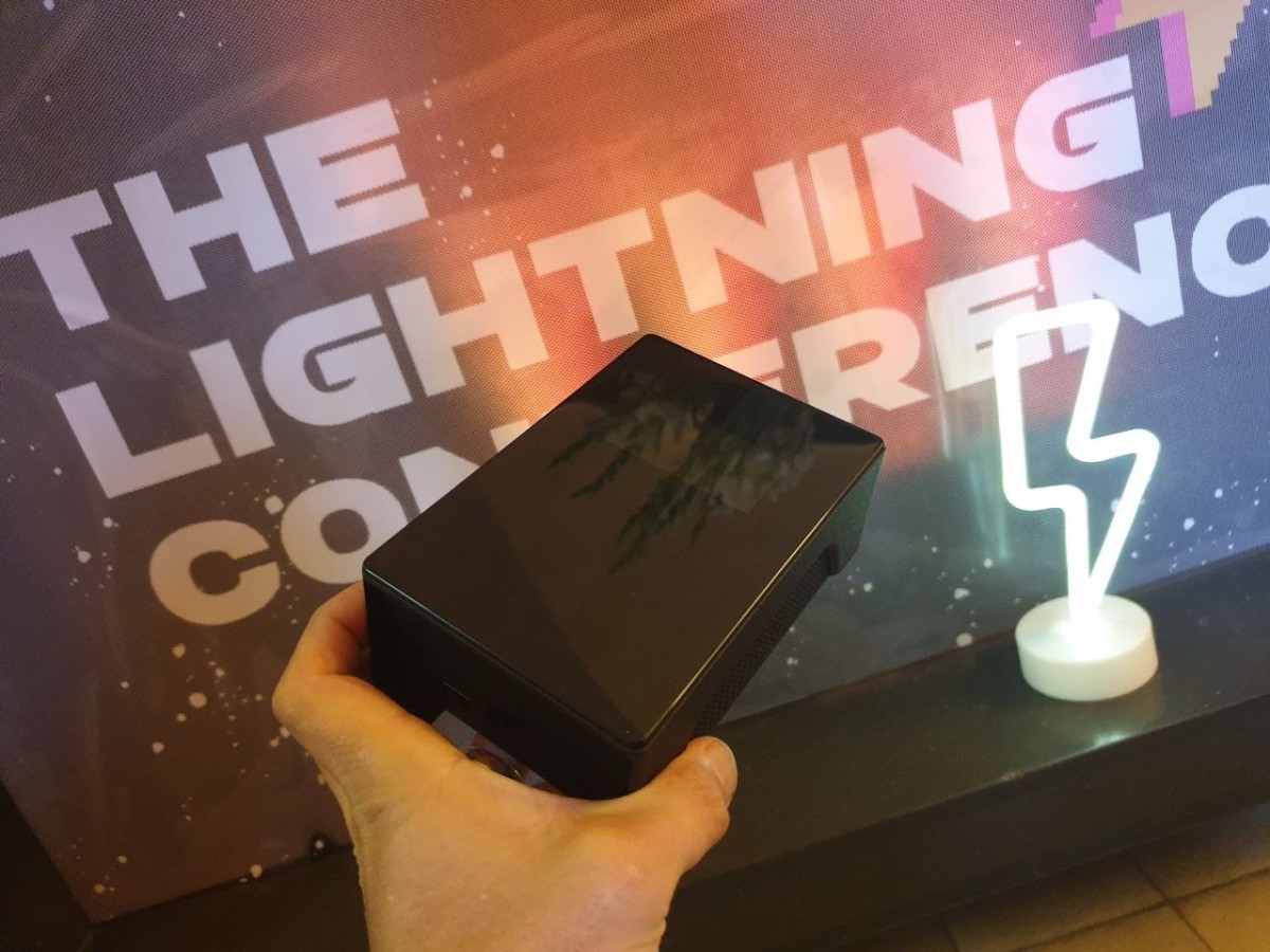 The BitBoxBase (or The Base) was presented as a prototype at The Lightning Conference in Berlin. Source: Twitter