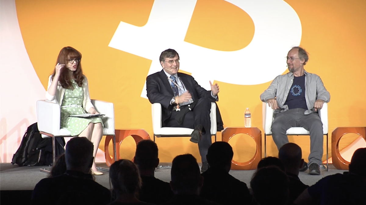 Naomi Brockwell, Scott Stornetta and Adam Back at Bitcoin 2019