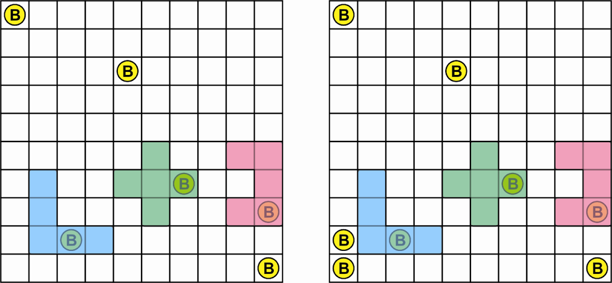 Figure 7: Ann cleverly draws her harvester (scoring another coin) and then draws 2 coins next to it, ensuring their capture on her next turn!