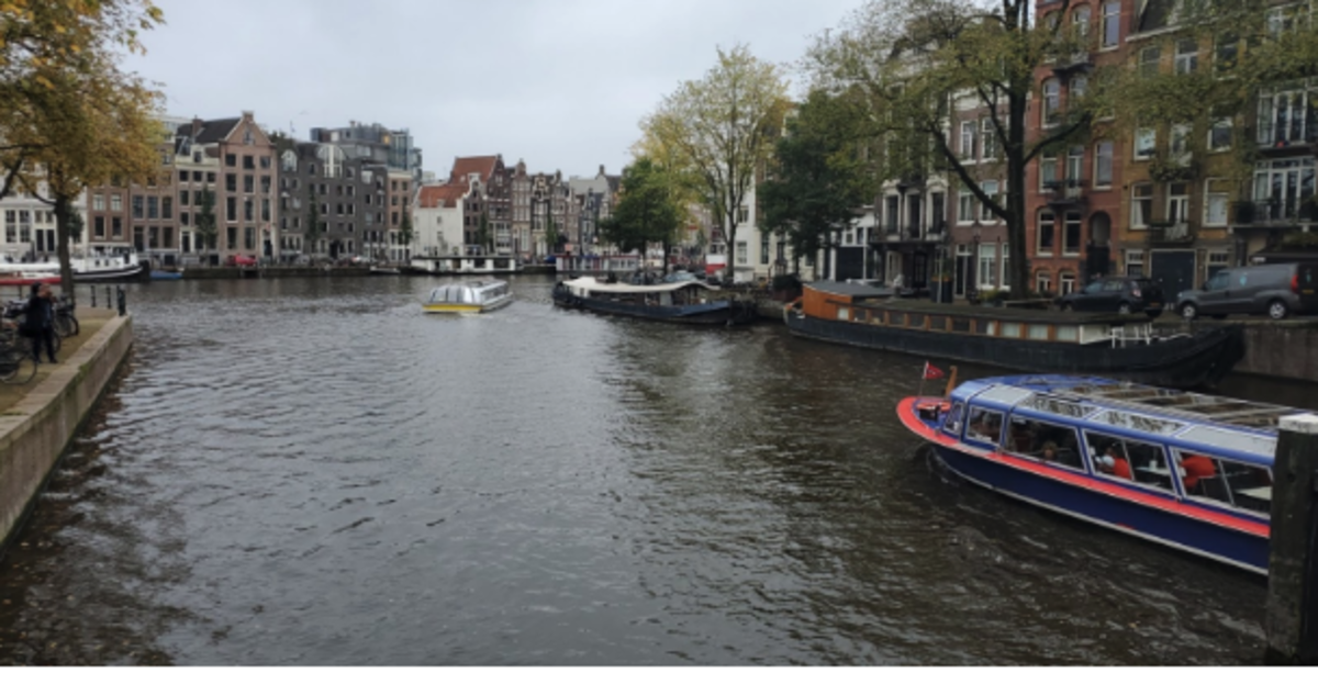 A canal in Amsterdam near the Magere Brug cafe