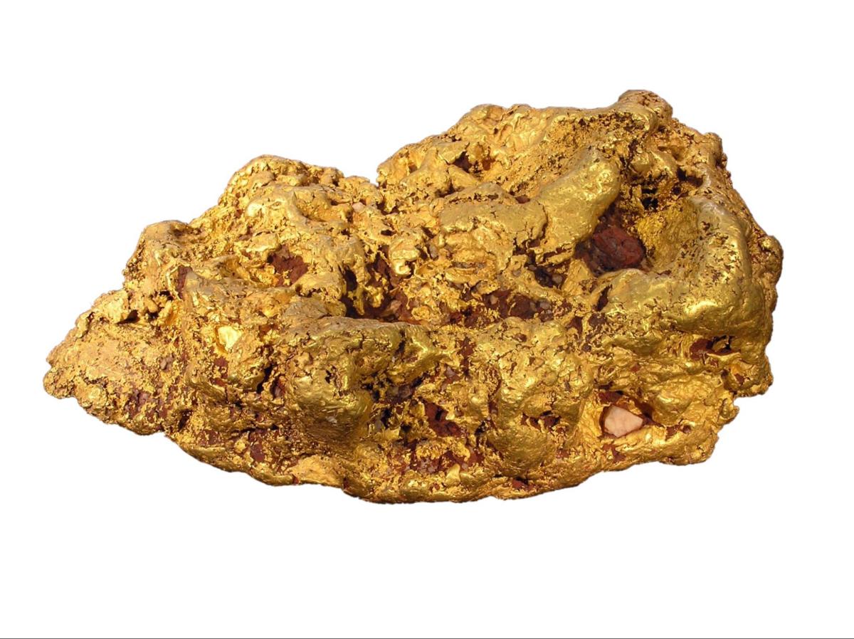 Gold nugget. (source: Wikipedia with modified background)