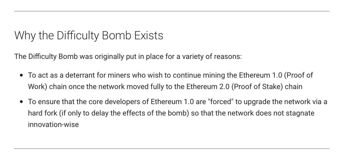 The perpetual Ethereum difficulty bomb is evidence that blockchains can be coercive, and Bitcoin is evidence that they don’t have to be.