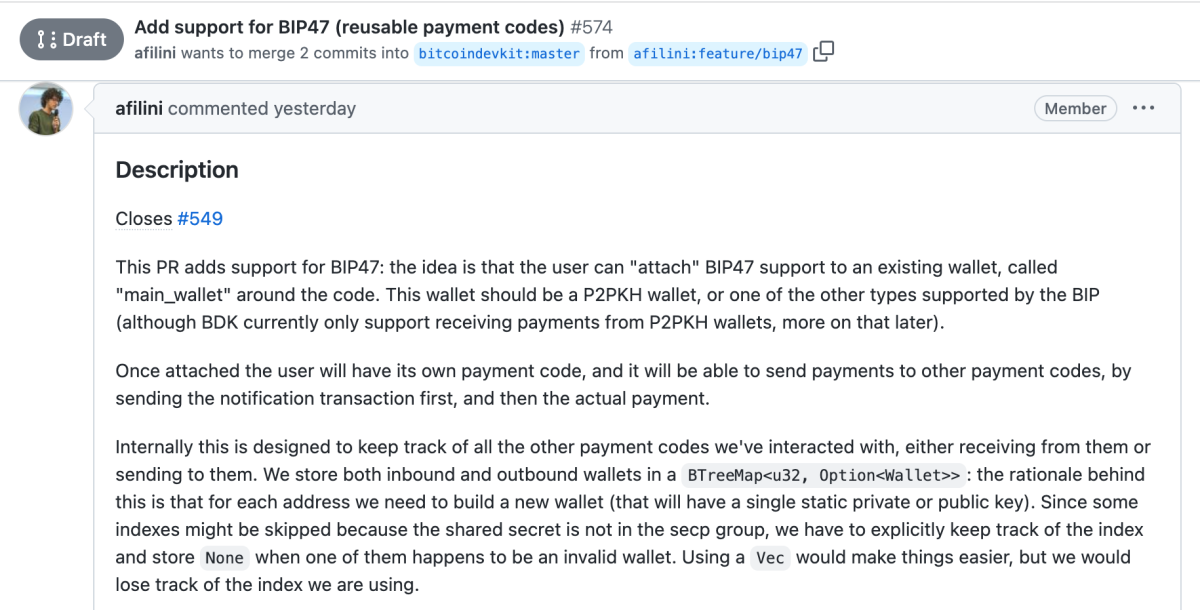 The Bitcoin Development Kit is planning to implement BIP47 which would allow users to receive via a static payment code and interact with more privacy.