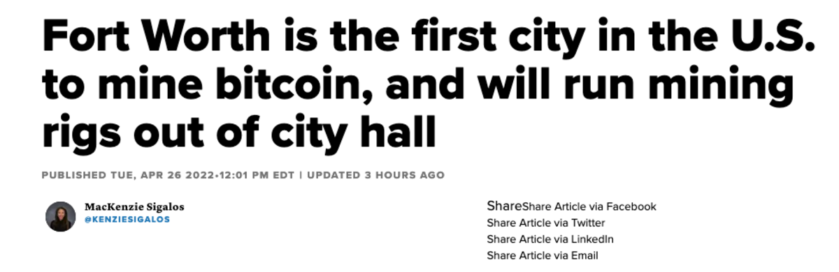 Fort Worth, que comienza a extraer bitcoins, abre la puerta para que más municipios pongan las ganancias de la minería de bitcoins en un fondo permanente para uso futuro.