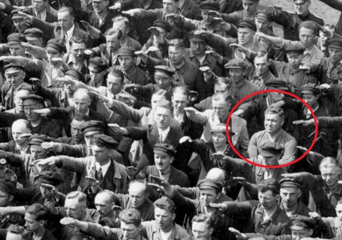 man not saluting nazis