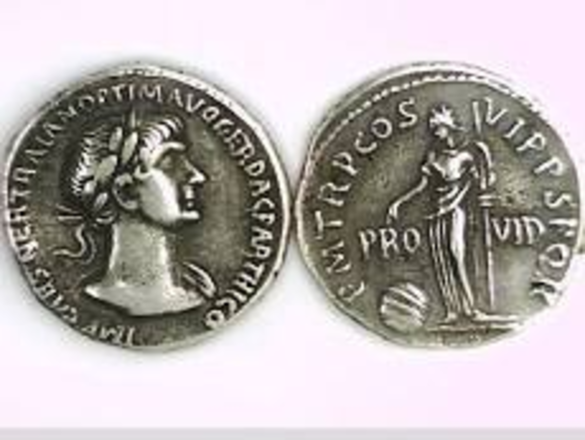 Roman denarius coins, 117 AD