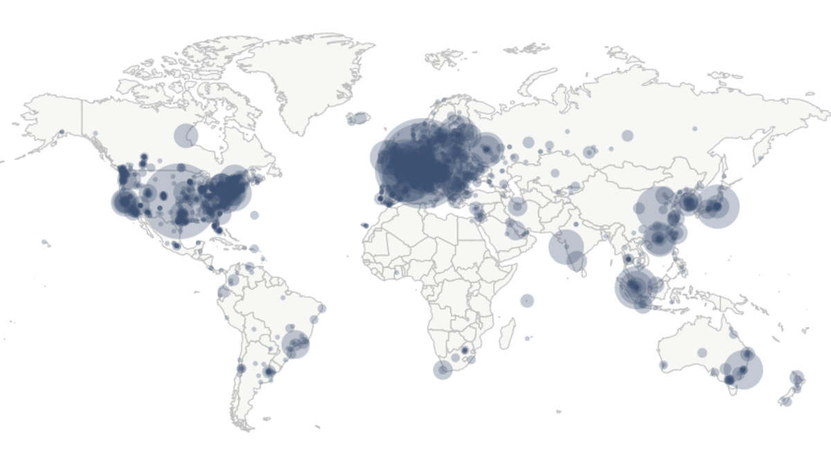 mapa de nodos de bits red global mundial - cómo funciona bitcoin