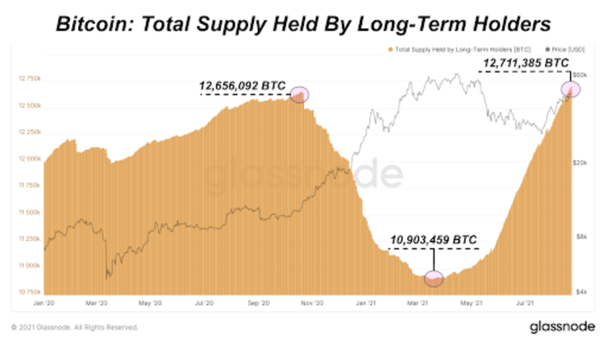 bitcoin total supply held by long term