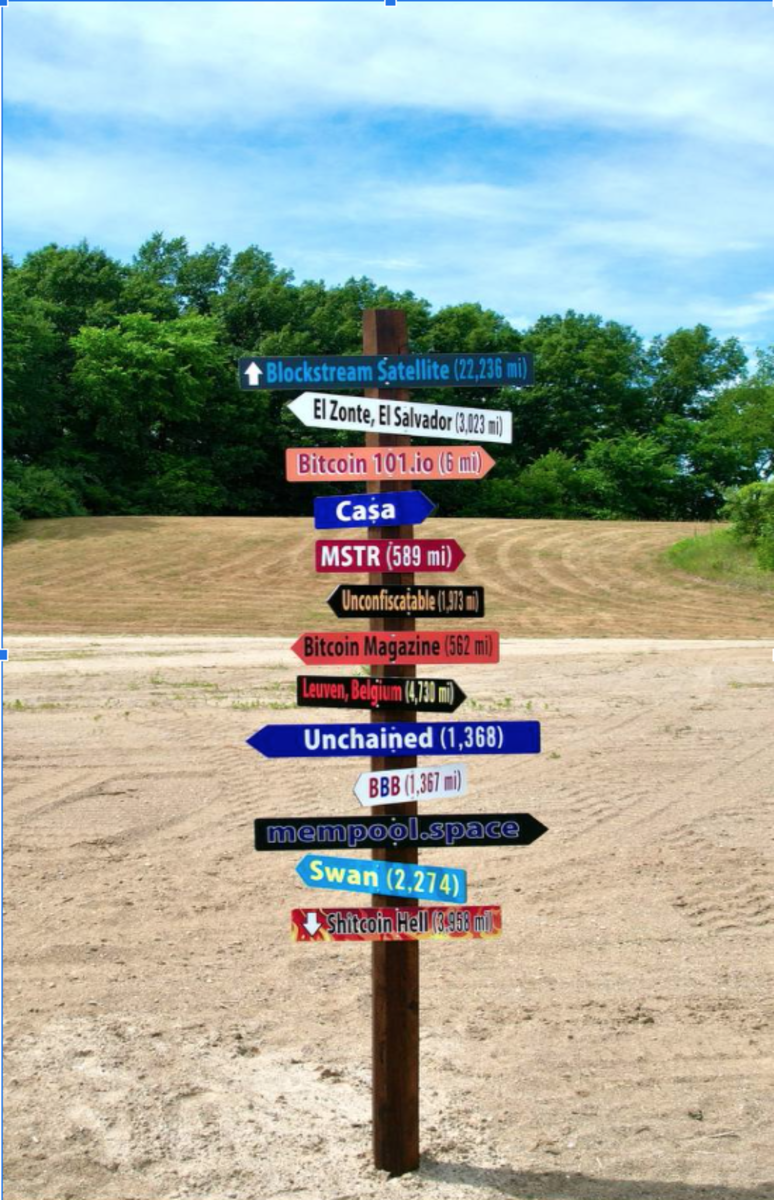 bitcoin beach north signposts pointing in different directions