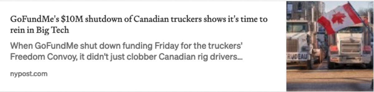 Canadian trucker protestors gofundme shutdown