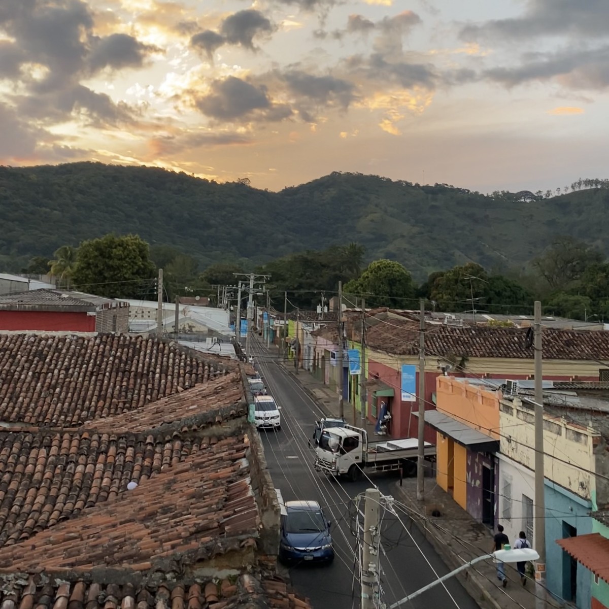 skyline in El Salvador sunset