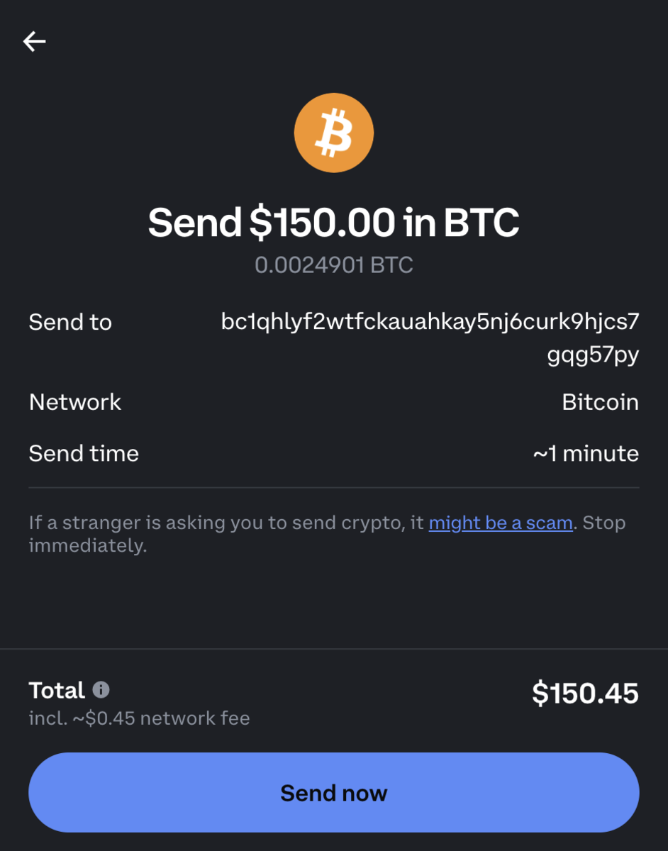 Sending bitcoin from an exchange