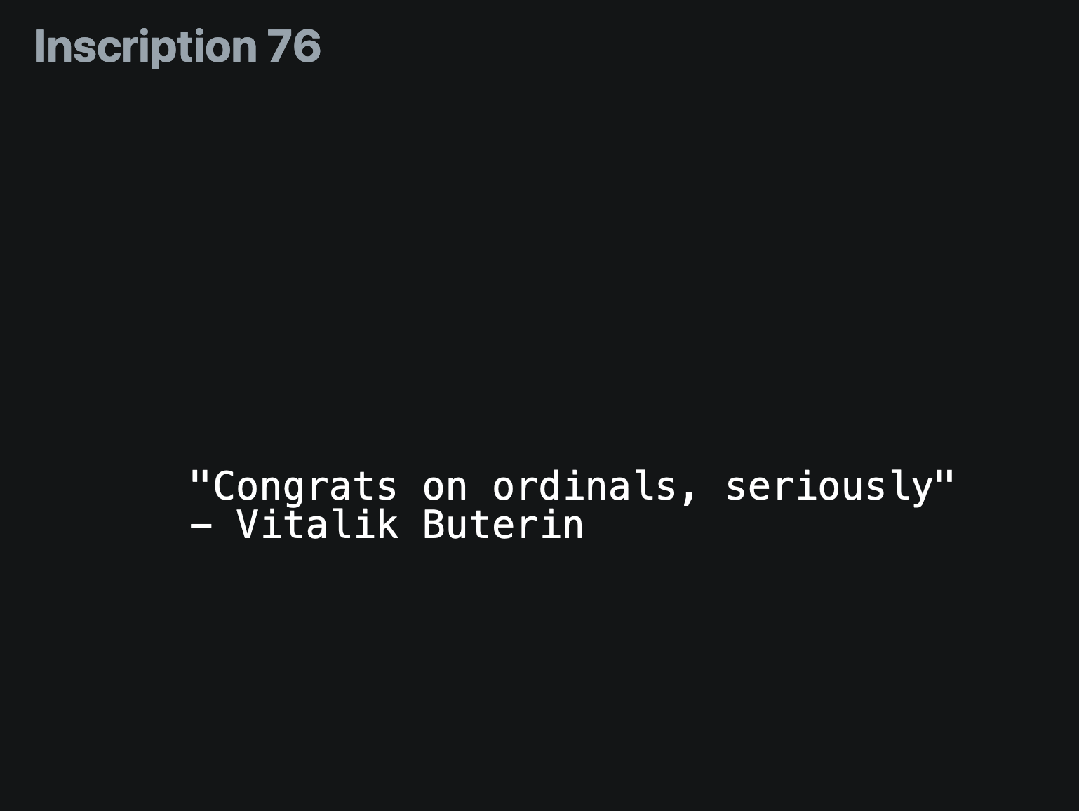 Bitcoin Inscription Number 76 Sells for $60,000 in Latest Sub-100 Ordinals Sale 1