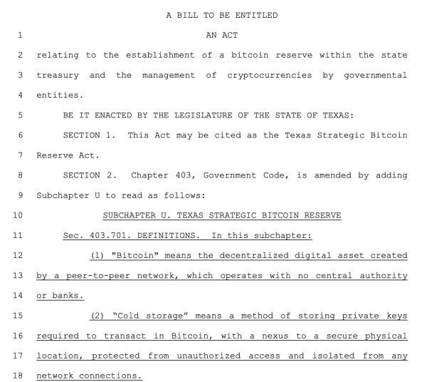 Texas State Rep Files For Strategic Bitcoin Reserve 2