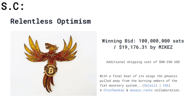 Scarce City’s Lightning Auctions Debut Fetches 1 Bitcoin For BTC-Themed Art 4