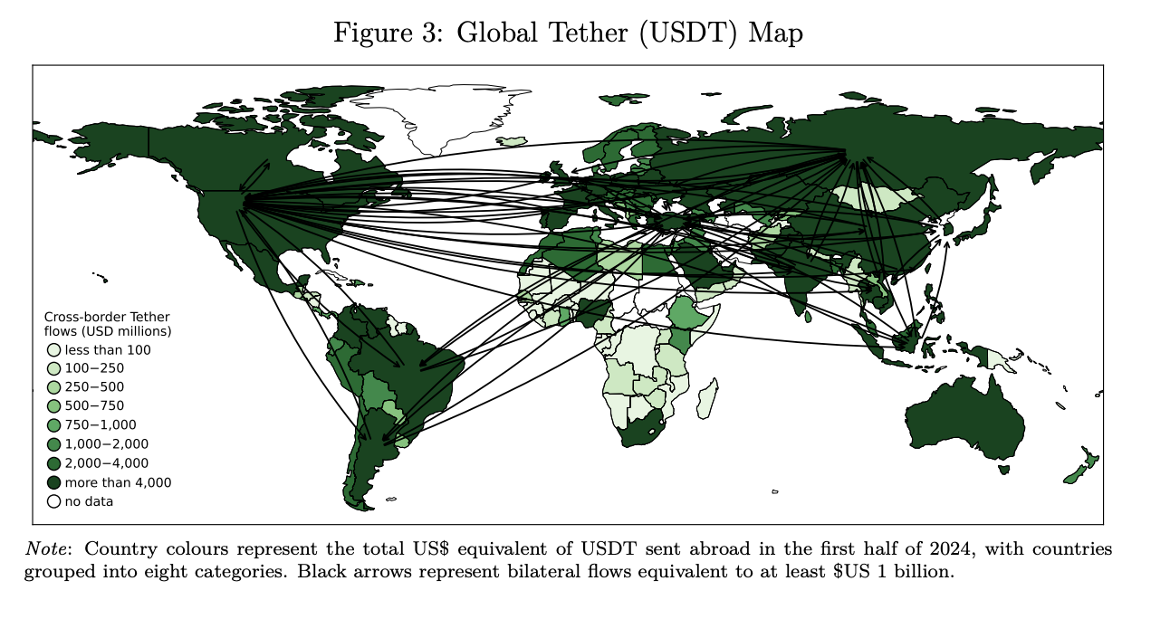 New BIS Report Says Bitcoin Use Surges During Economic Stress 3 Global Tether (USDT) Map