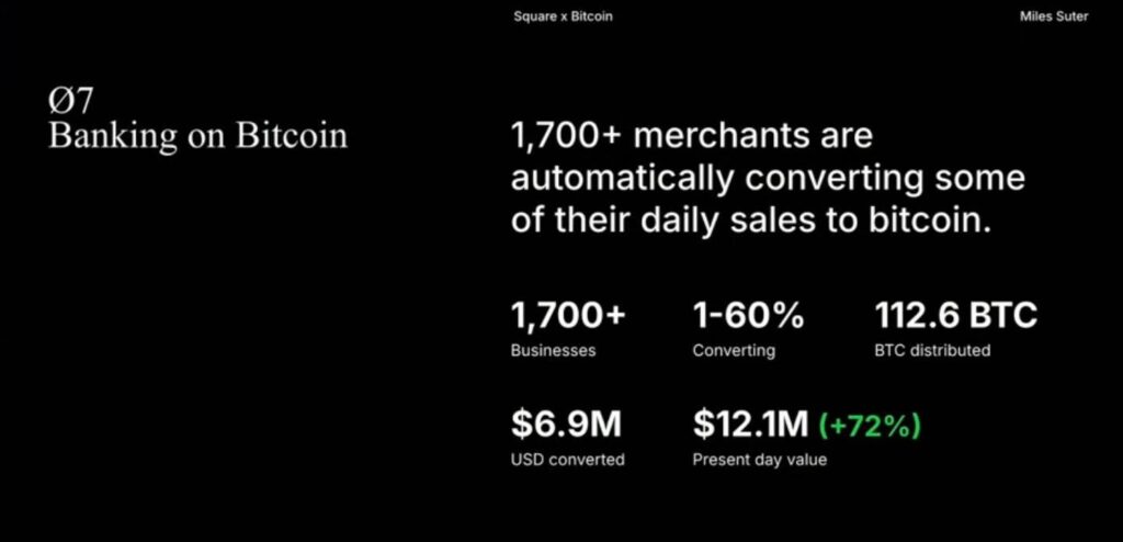 Miles Suter, Bitcoin Product Lead at Block, announced initiatives to make Bitcoin a practical everyday currency, including the official launch of Bitcoin payments via Square POS and a world-record Lightning event.