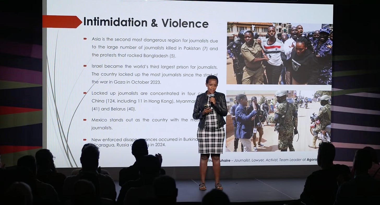Ugandan journalist and lawyer, Agather Atuhaire, speaks during the Freedom Tech track at the 2025 Oslo Freedom Forum.