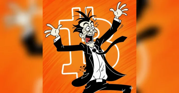 suitcoiner waving hands, bitcoin price, orange B